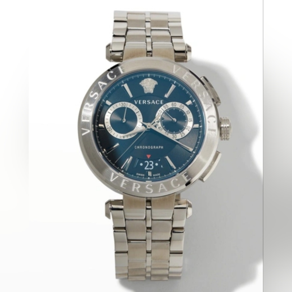 VERSACE Aion Chrono Stainless Steel Chronograph Bracelet Watch In Silver